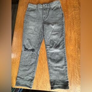 Madewell Gray Straight Leg Jeans with Distressed Look